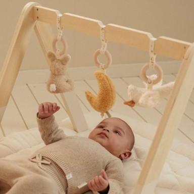 LITTLE DUTCH Luk Drveni Newborn Naturals, viseće igračke, prirodni tonovi, drvo + mekani materijali, dob 0m+