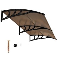Nadstrešnica za ulazna vrata 199 x 99 cm, aluminijski krov, pentagonalni luk, boja kave