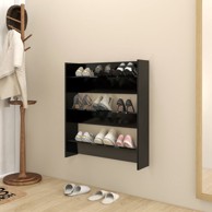 Zidni ormarić za cipele crni 80 x 18 x 90 cm od iverice