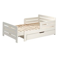 VIPACK Bijeli podesivi dječji krevet od masivnog bora s prostorom za odlaganje s madracem/s podnicom Jumper