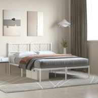 Metalni okvir za krevet s uzglavljem bijeli 140 x 200 cm