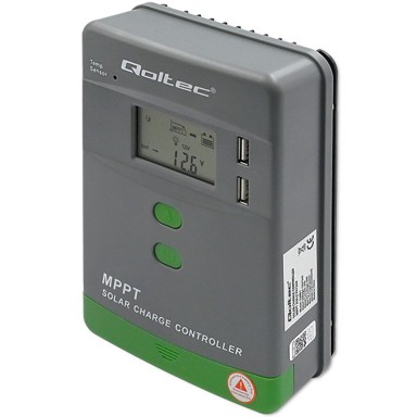 QOLTEC Solarni MPPT regulator punjenja sa senzorom temperature, 20 A, 12 V/24 V, LCD, 2 x USB