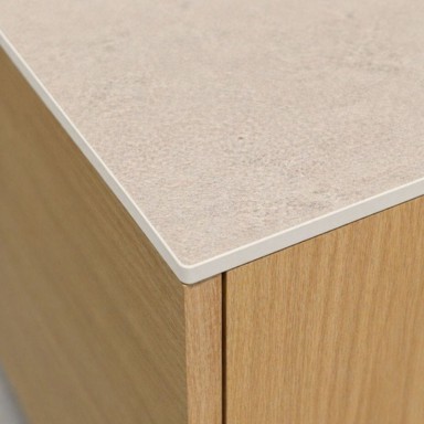 KOLM HPL radna ploča za kupaonicu za ormarić 60 cm, 60,5 × 35,5 cm, s rupama za umivaonik i slavinu, Babylon Slate