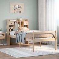 Krevet s regalom za knjige bez madraca 75 x 190 cm od borovine, prirodna