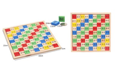 Kockice za učenje tablice množenja, šarene, drvene 