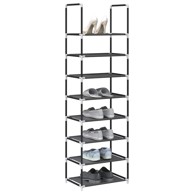 Stalak za cipele 8 nivoa crni 44x28x145 cm netkana tkanina