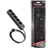 FAMATEL Produžni kabel 5 utičnica, 1,5 m, s prekidačem, crni, 1,5 mm² - 2625-N