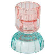 GREEN GATE Ružičasto-zeleni stakleni svijećnjak