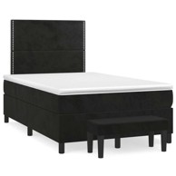 Box Spring krevet s madracem, crni, 120 x 190 cm, baršun