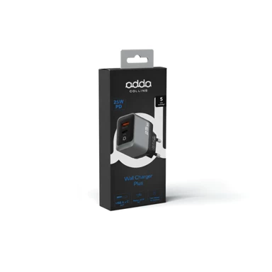 ADDA COLLINS Zidni punjač CH-014-GM, USB-A + Type-C, 25 W, gun metal