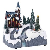 Božićna dekoracija Božićno selo šareni (20,5 x 17 x 21 cm, plastika)