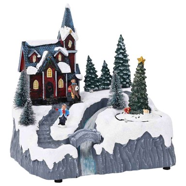 Božićna dekoracija Božićno selo šareni (20,5 x 17 x 21 cm, plastika)