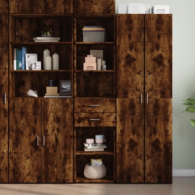 Visoka komoda dimljeni hrast 45x42,5x185 cm konstruirano drvo