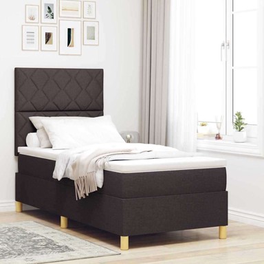 Box Spring krevet s madracem i LED, tkanina, 100x200 cm, tamnosmeđa