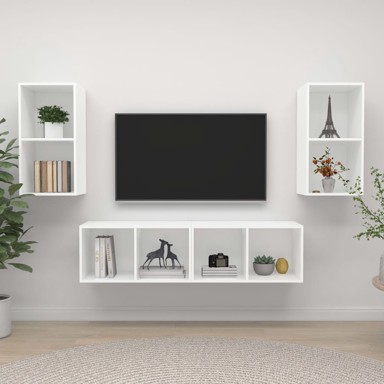 Zidni TV ormarići, 4 komada, bijeli od konstruiranog drva