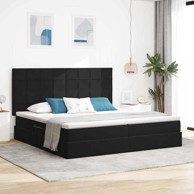 Krevet s LED lampicom i uzglavljem 200 x 200 cm baršun, crni