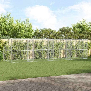 Kućica za pse s pohranom, 4 kom, srebrna, 8 × 2 × 2 m, čelik