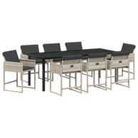 9-dijelni blagovaonski stol i stolice u vrtu s jastučićima, poliratan, svijetlosiva