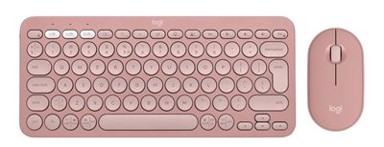 LOGITECH Tipkovnica + miš Pebble 2 Combo, roza, bežična