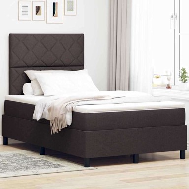 Box spring krevet, 120 x 190 cm, tkanina, tamno smeđi
