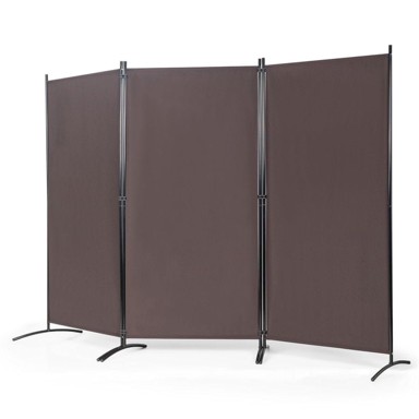 NORTHIX Sobna pregrada, 3 panela, 260x183 cm, čelična baza, boja kave