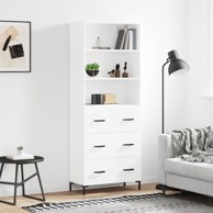 Visoka komoda bijela 69,5x34x180 cm konstruirano drvo