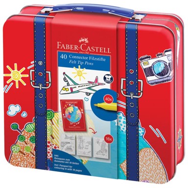 FABER-CASTELL Flomasteri, 40 boja, metalna kutija