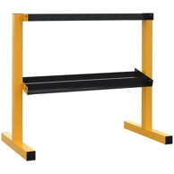 Stalak za bučice s 2 police, čelični okvir, 92,5 x 50,5 x 80,5 cm, do 270 kg, žuto-crni