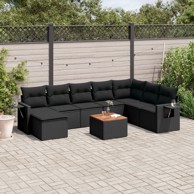 Set vrtnih sofa, 9 kom, poliratan, s jastucima, bež