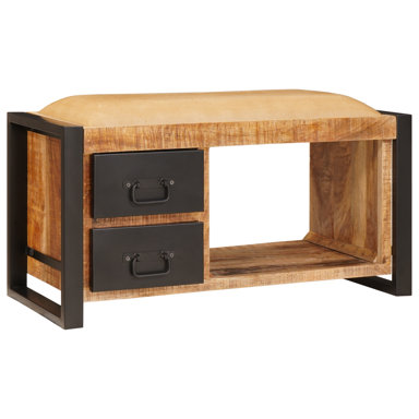 Klupa za pohranu s platnom 80 x 35 x 40 cm, solidno grubo drvo manga
