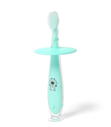 BABYONO Baby četkica za zube s graničnikom 12+, mint