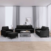 Set sofa 4-dijelni s jastučićima i tabureom, crna 