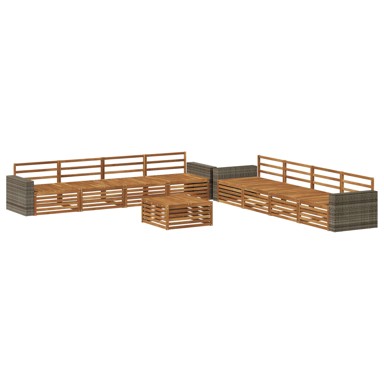 Set vanjskih sofa 9 kom, čvrsto drvo akacije, prirodna
