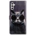 Preklopna futrola za Samsung Galaxy A25 5G, novčanik, mačka + 9H staklo, crna