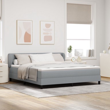 Krevet Box Spring s madracem, 180 x 200 cm, tkanina, svjetlosiva
