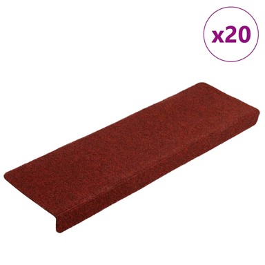 Prostirka za stepenice, 20 kom, 65 x 21 x 4 cm, samoljepljiva, s pravokutnim rubom, bordo crvena