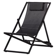 EXOTAN Crna metalna sklopiva vrtna ležaljka Esper