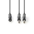 NEDIS Stereo audio kabel 2 x 6 35 mm muški 3 5 mm muški niklani 1 50 m okrugli tamno sivi kartonski omot