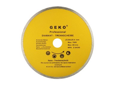 GEKO Dijamantni puni disk, 200 mm, 25,4 mm