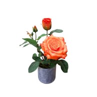Umjetna ruža u posudi, 35 cm, narančasta