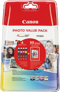CANON Tinta za printer CLI-526 Foto Vrijednosno pakiranje C/M/Y/BK PP-201 10x15 cm 50 Listova
