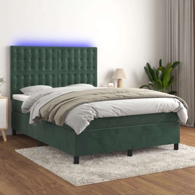 Box Spring krevet s madracem, tamnozeleni, 140x190 cm, baršun