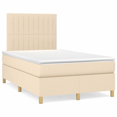 Krevet box spring s madracem, 120x190 cm, tkanina, krem