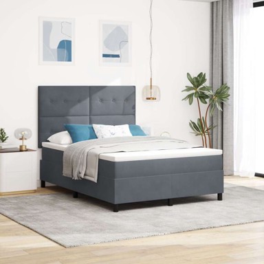 Box Spring krevet s madracem, tamnosivi, 160x200 cm, baršun