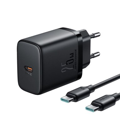 JOYROOM Brzi punjač snage 25W + USB-C / USB-C kabel 1m, crni