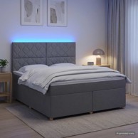 Boxspring krevet s madracem 180 x 200 cm tkanina dizajn s rombovima, svjetlosivi