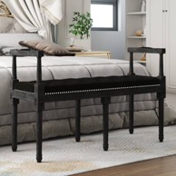 Klupa crna 110 x 40 x 70 cm baršunasta