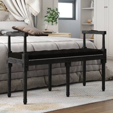 Klupa crna 110 x 40 x 70 cm baršunasta