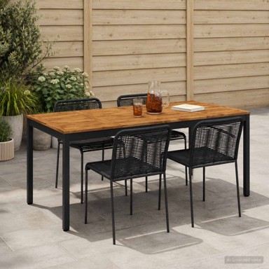 Stol za večeru u vrtu 147 x 88,5 x 75 cm, prirodna i crna