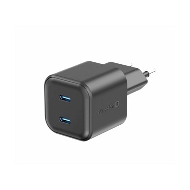 SWISSTEN Kućni punjač, 2x USB-C, 20 W, crna